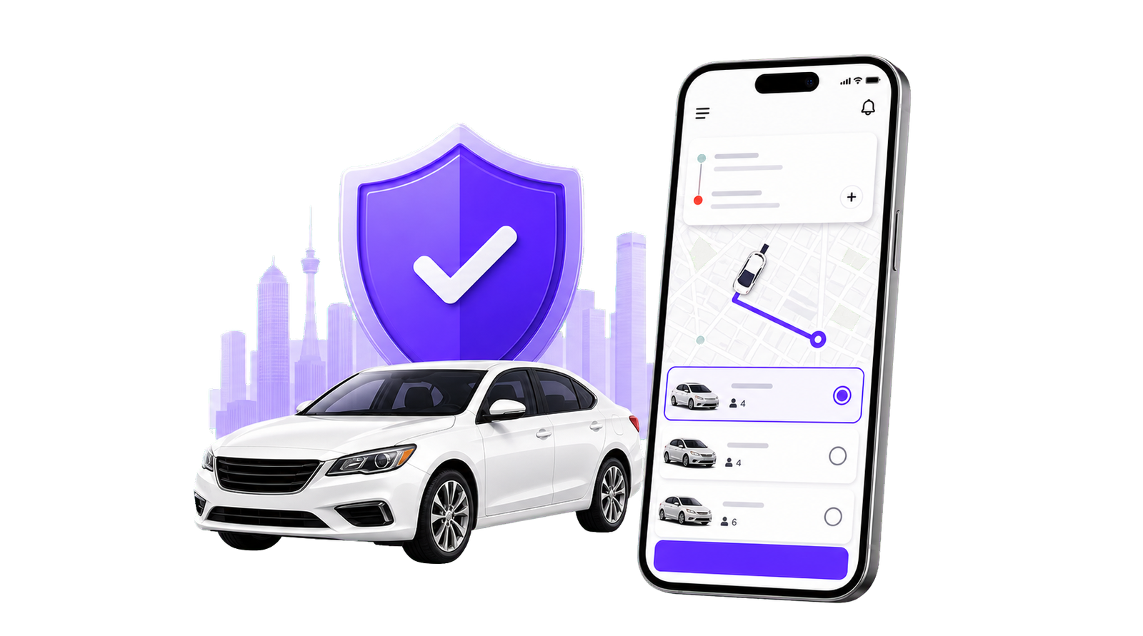 Meuvly safety shield, car and app tracking preview